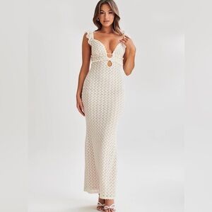 Meshki Ezra Lace Maxi Dress in Ivory color - Size XS
